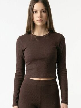 rag & bone Women's Brown Long-Sleeve Tee size L